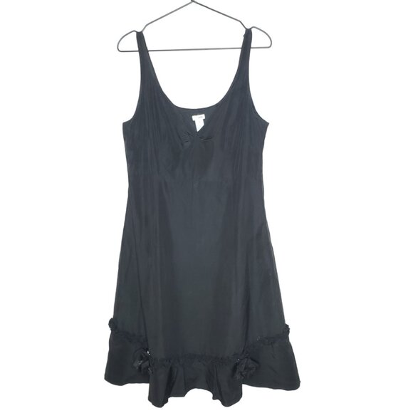 Odille Dresses & Skirts - Odille Anthro Women's Sz 14  Black Silk Tank Dress, Removable Flowers (1512)